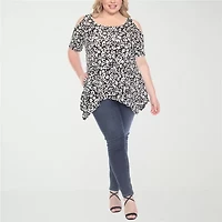 White Mark Womens Scoop Neck Short Sleeve Tunic Top