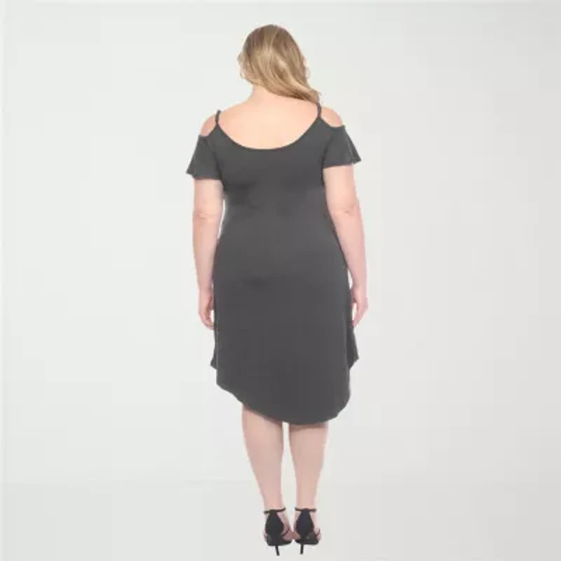 White Mark Womens Plus Short Sleeve Sundress