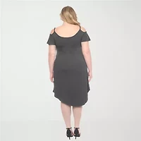 White Mark Womens Plus Short Sleeve Sundress