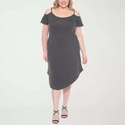 White Mark Womens Plus Short Sleeve Sundress