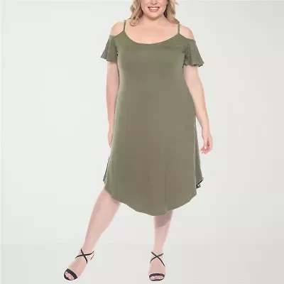 White Mark Womens Plus Short Sleeve Sundress