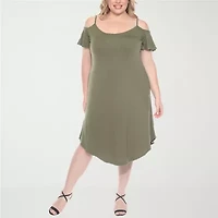 White Mark Womens Plus Short Sleeve Sundress