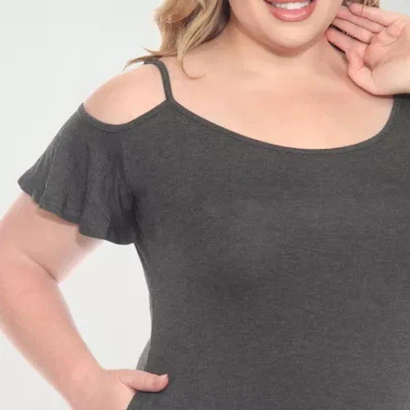 White Mark Womens Plus Short Sleeve Sundress