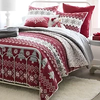 North Pole Trading Co. Holiday Novelty Stripe Quilt Set