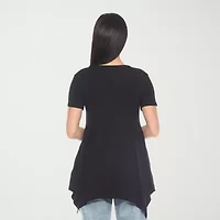 White Mark Womens V Neck Short Sleeve Tunic Top