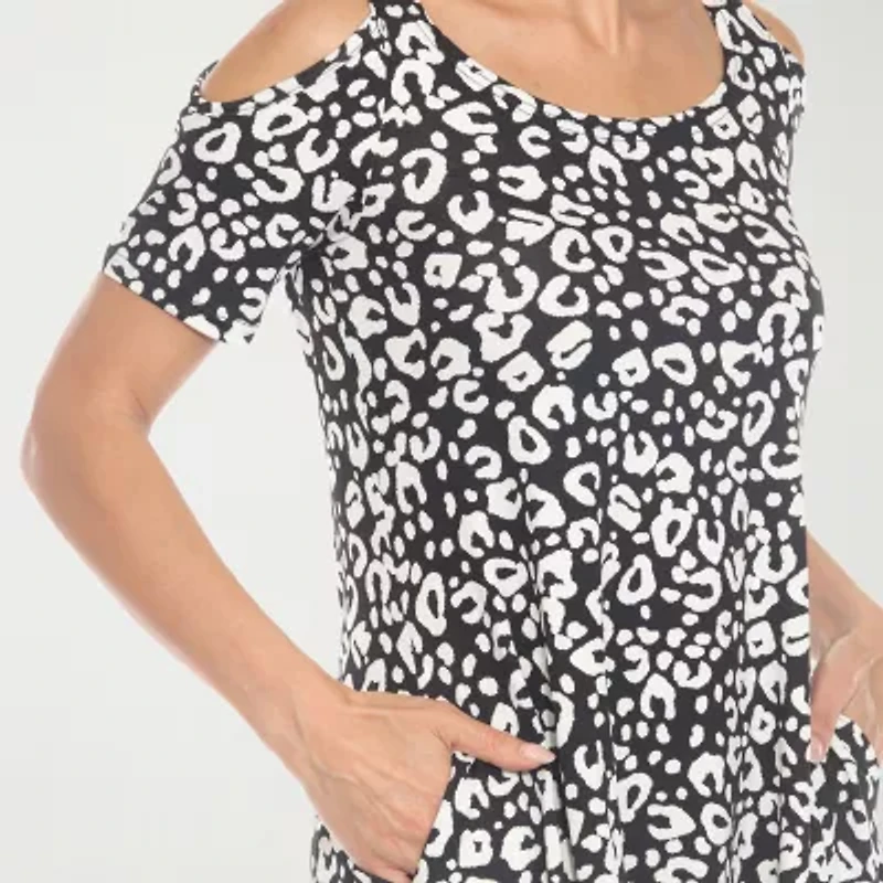 White Mark Womens Scoop Neck Short Sleeve Tunic Top