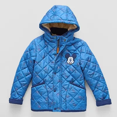Disney Collection Little & Big Kid Boys Mickey Mouse Hooded Midweight Quilted Jacket