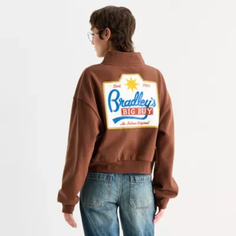 Womens High Neck Long Sleeve Stranger Things Juniors Quarter-Zip Pullover