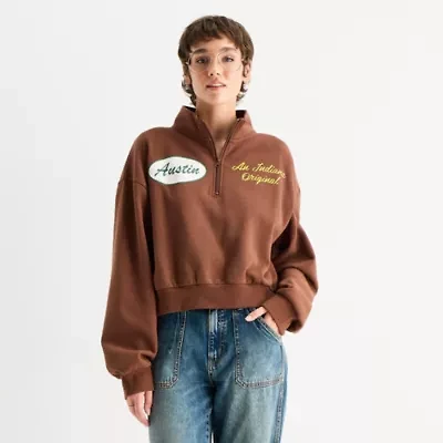 Womens High Neck Long Sleeve Stranger Things Juniors Quarter-Zip Pullover