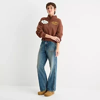 Womens High Neck Long Sleeve Stranger Things Juniors Quarter-Zip Pullover