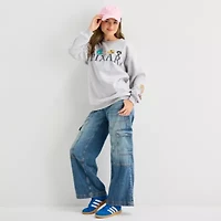Disney Pixar Oversized Womens Crew Neck Long Sleeve Juniors Sweatshirt
