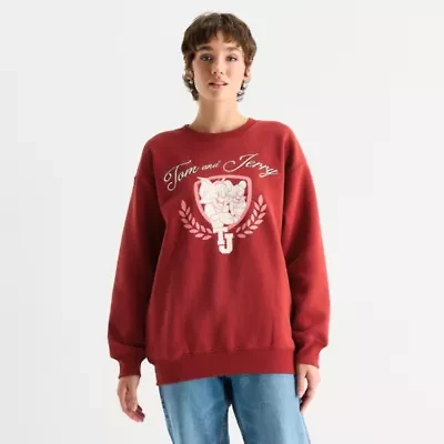 Womens Juniors Crew Neck Long Sleeve Breathable Tom and Jerry Sweatshirt