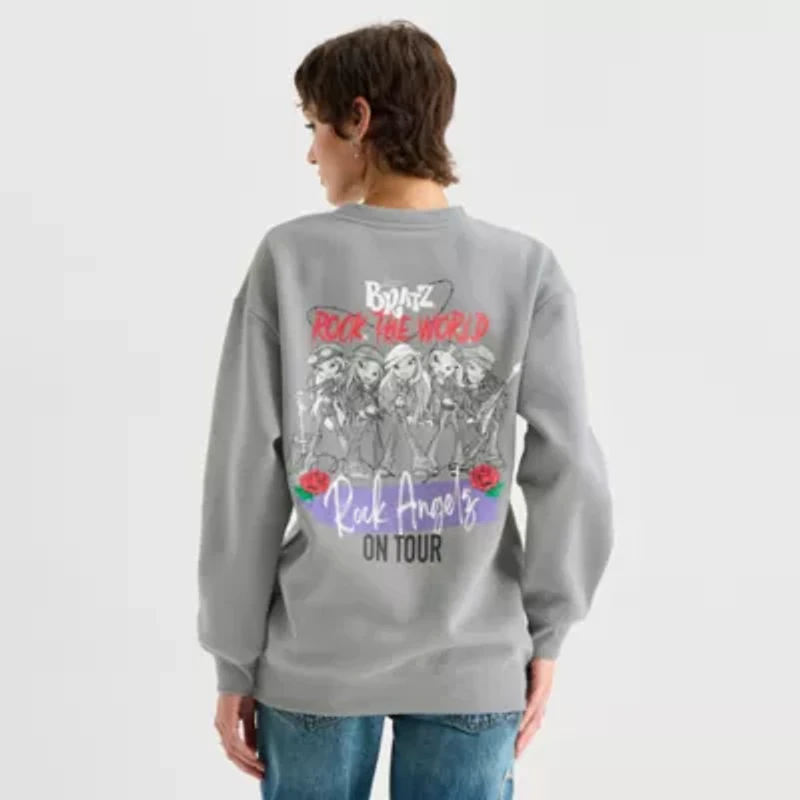 Bratz Embroidered Sweatshirt Womens Juniors Crew Neck Long Sleeve Breathable Dolls