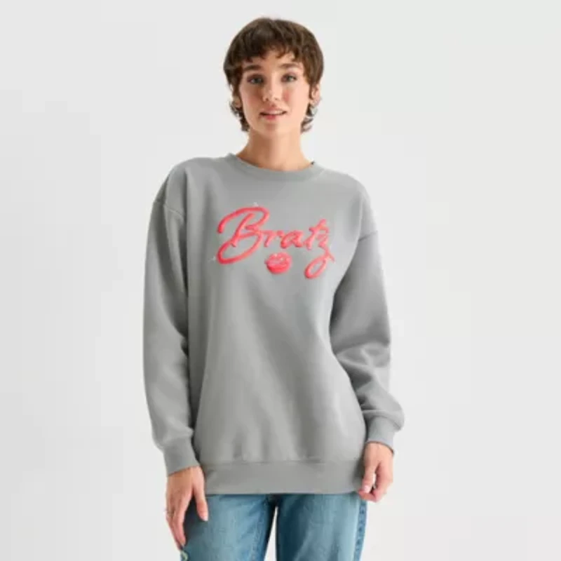 Bratz Embroidered Sweatshirt Womens Juniors Crew Neck Long Sleeve Breathable Dolls