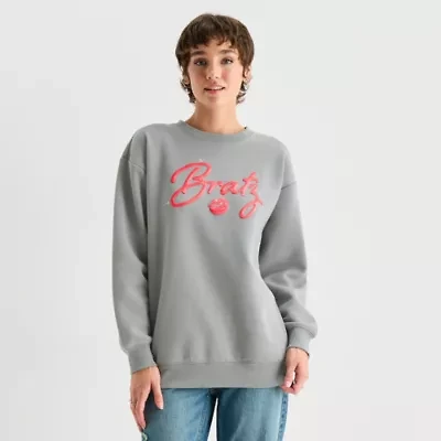 Bratz Embroidered Sweatshirt Womens Juniors Crew Neck Long Sleeve Breathable Dolls