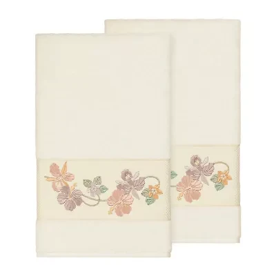 Linum Home Textiles Caroline 2-pc. Embellished Floral Bath Towel