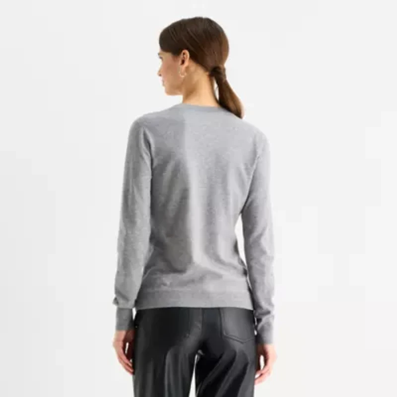 Worthington Womens V Neck Long Sleeve Pullover Sweater