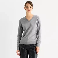 Worthington Womens V Neck Long Sleeve Pullover Sweater