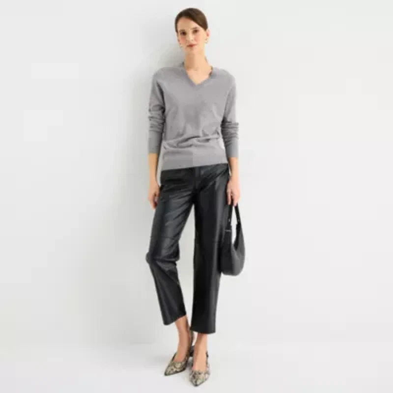 Worthington Womens V Neck Long Sleeve Pullover Sweater