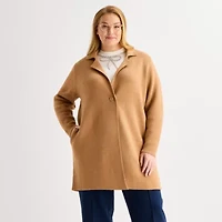 Liz Claiborne Womens V Neck Long Sleeve Button Plus Cardigan