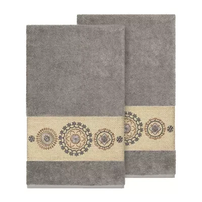 Linum Home Textiles Isabelle Embellished 2-pc. Geometric Bath Towel