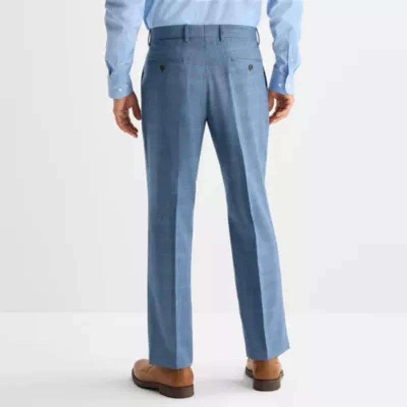 Stafford Mens Plaid Classic Fit Flat Front Suit Pant