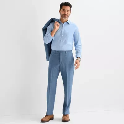 Stafford Mens Plaid Classic Fit Flat Front Suit Pant