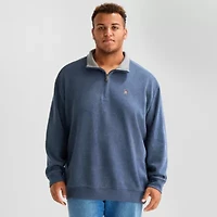 U.S. Polo Assn. Flatback Mens Mock Neck Long Sleeve Big and Tall Quarter-Zip Pullover
