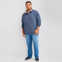 U.S. Polo Assn. Flatback Mens Mock Neck Long Sleeve Big and Tall Quarter-Zip Pullover