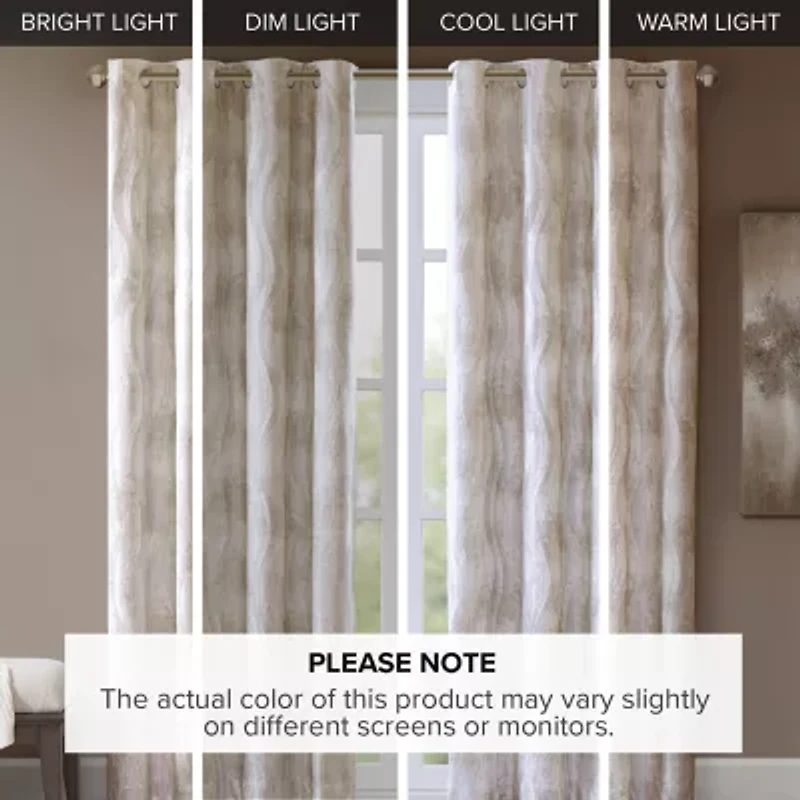 Madison Park Alastair Jacquard Grommet Top 100% Blackout Single Curtain Panel