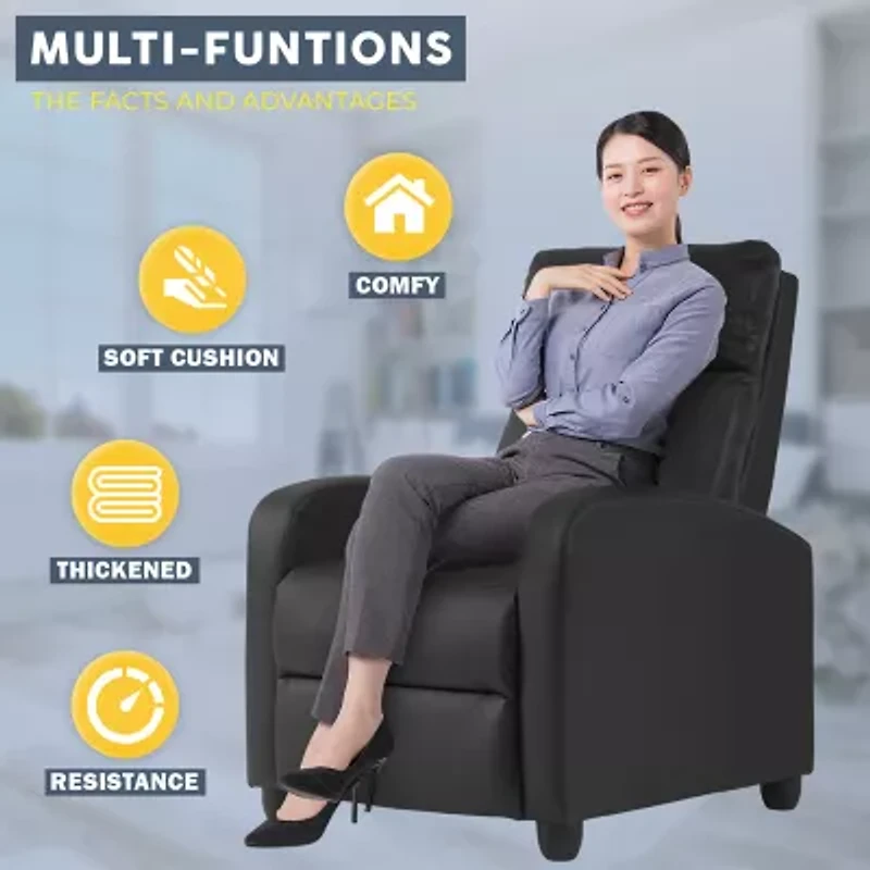 Furniture of America™ Carly Curved Slope-Arm Recliner