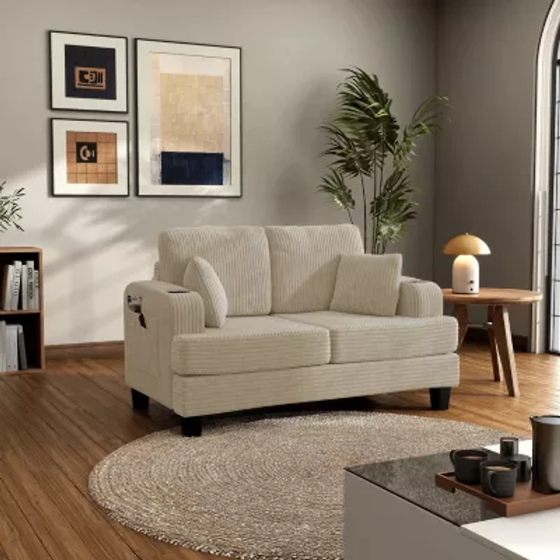 Furniture of America™ Kasin Track-Arm Upholstered Loveseat