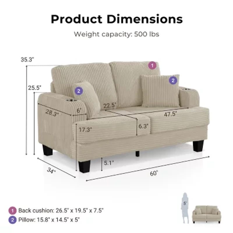Furniture of America™ Kasin Track-Arm Upholstered Loveseat
