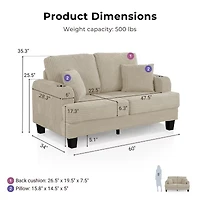 Furniture of America™ Kasin Track-Arm Upholstered Loveseat