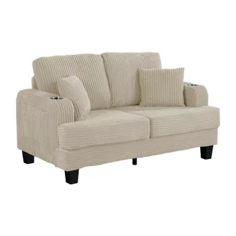 Furniture of America™ Kasin Track-Arm Upholstered Loveseat