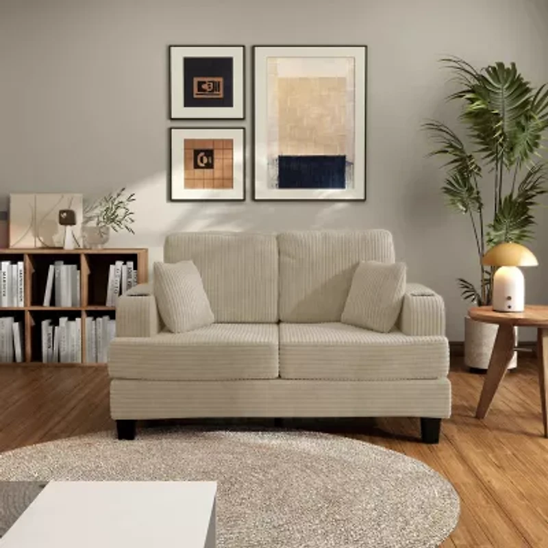 Furniture of America™ Kasin Track-Arm Upholstered Loveseat
