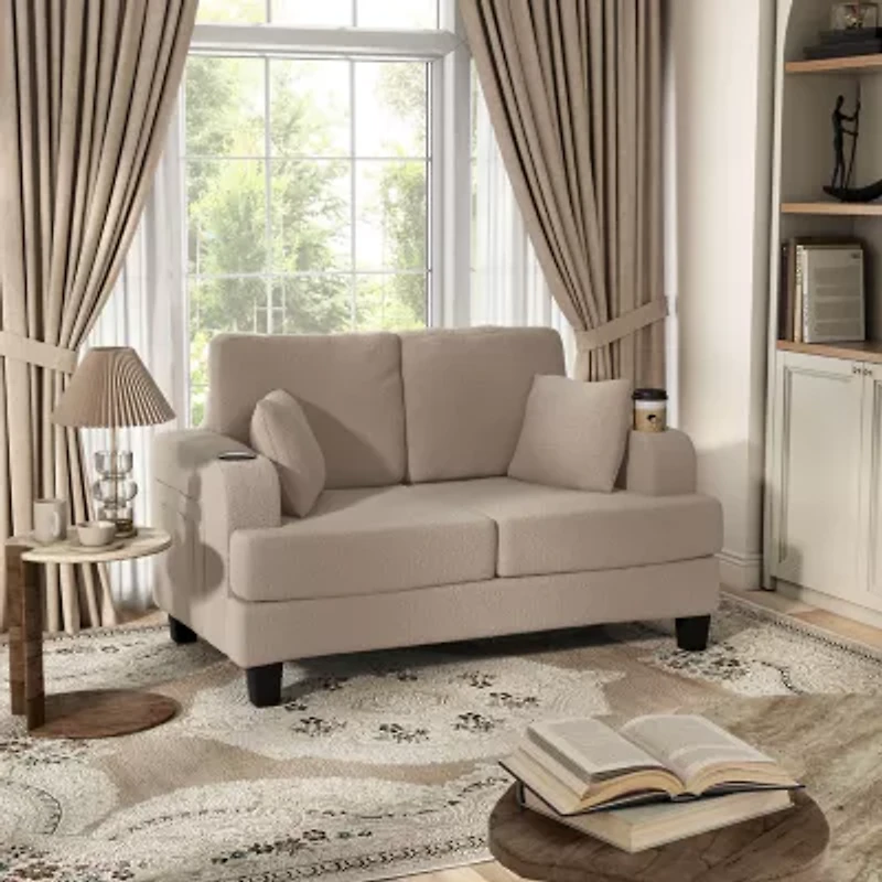 Furniture of America™ Colby Track-Arm Upholstered Loveseat