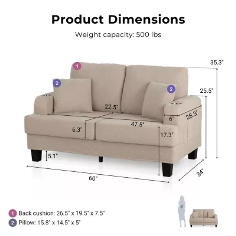Furniture of America™ Colby Track-Arm Upholstered Loveseat