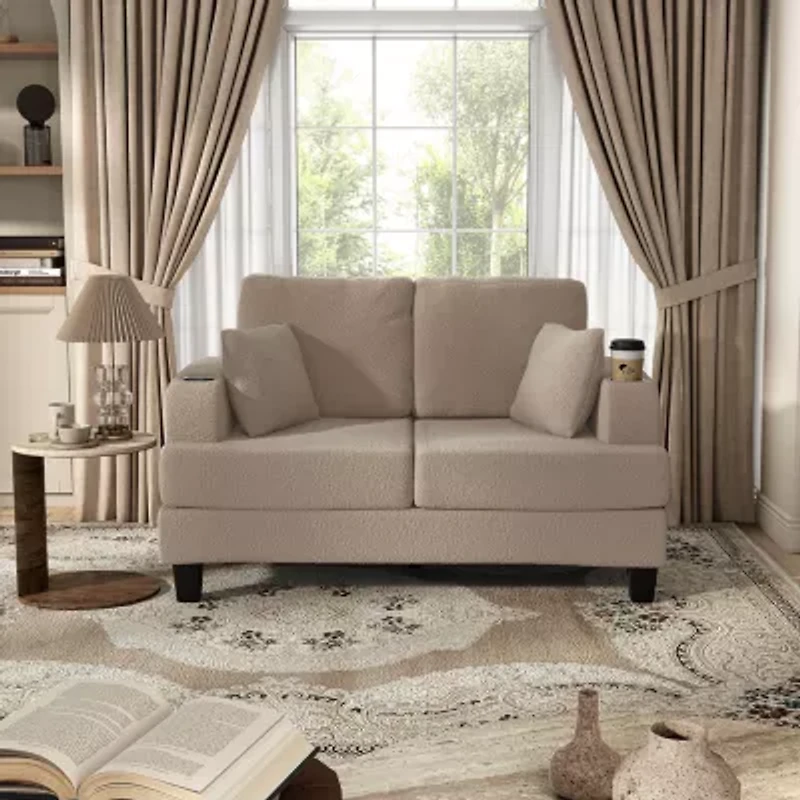 Furniture of America™ Colby Track-Arm Upholstered Loveseat