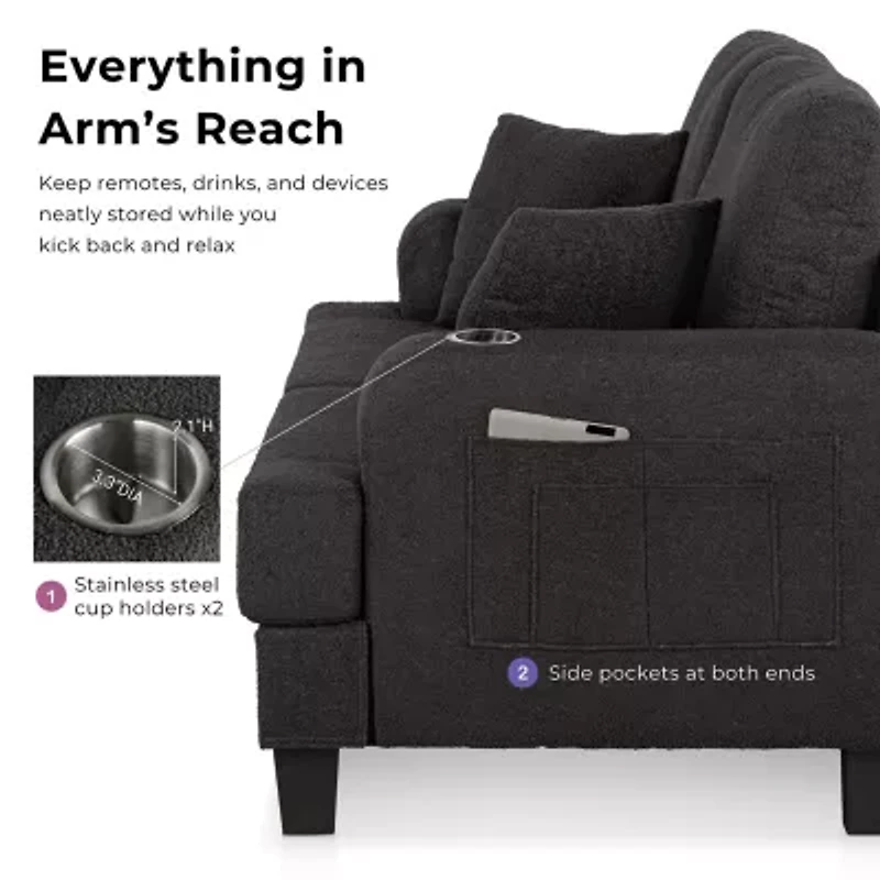 Furniture of America™ Colby Track-Arm Upholstered Loveseat
