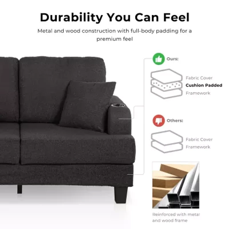 Furniture of America™ Colby Track-Arm Upholstered Loveseat