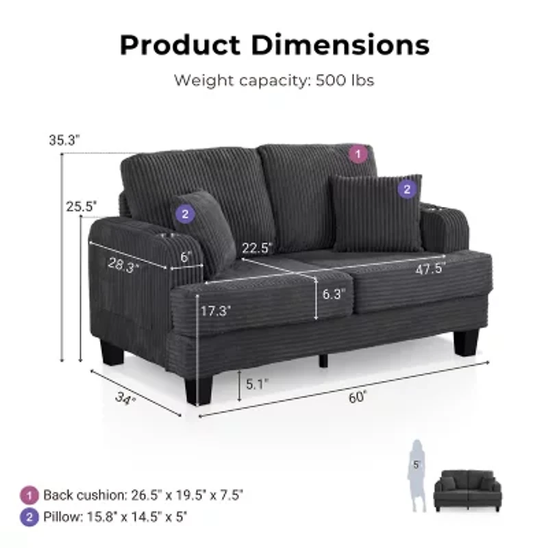 Furniture Of Americ Kasin Upholstered Loveseat