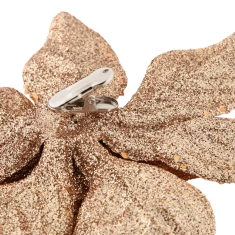 North Pole Trading Co. Gold Poinsettia Set 3-pc. Clips