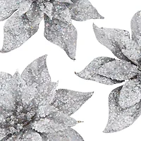 North Pole Trading Co. Silver Poinsettia Clip Set 3-pc. Clips