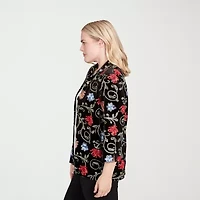 Alfred Dunner Jet Setter Womens Round Neck 3/4 Sleeve Layered Top