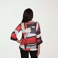 Alfred Dunner Jet Setter Womens Crew Neck 3/4 Sleeve T-Shirt