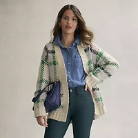 St. John's Bay Womens Long Sleeve Plaid Cardigan