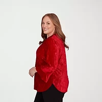 Alfred Dunner Jet Setter Womens Crew Neck 3/4 Sleeve Plus T-Shirt