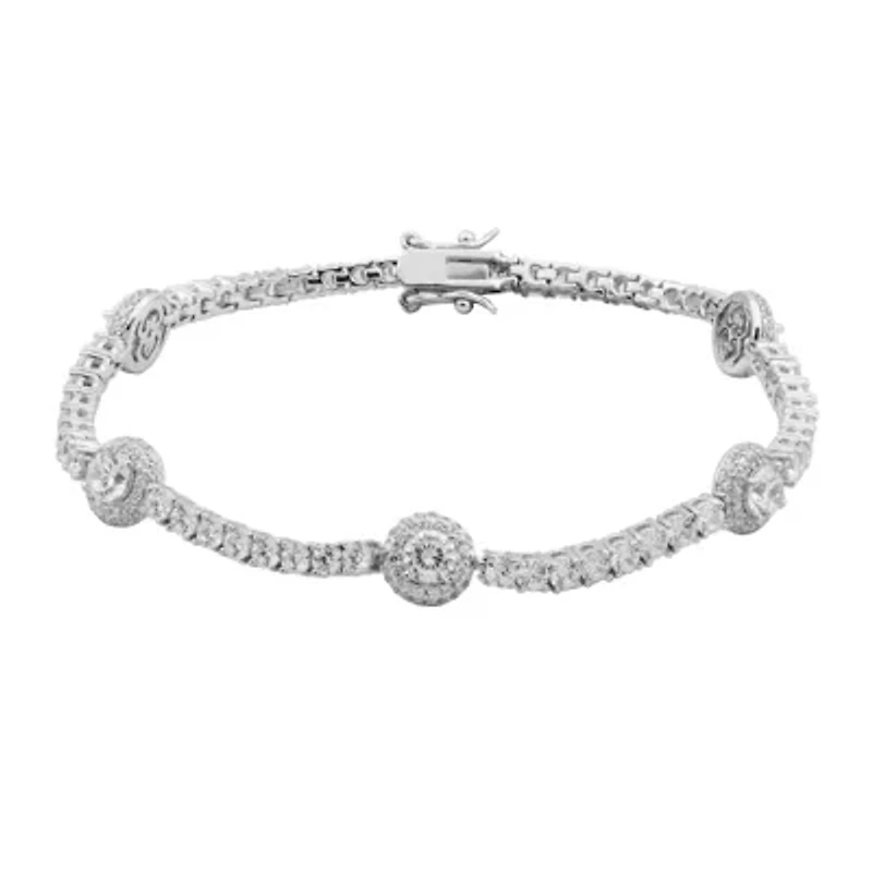 100 Facets by DiamonArt® Cubic Zirconia Line & Oval Disc Bracelet