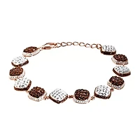 14K Rose Gold Over Sterling Silver Chocolate Crystal Bracelet